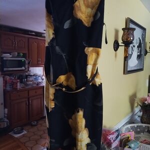 White House Black Market Black and Yellow Floral Dress